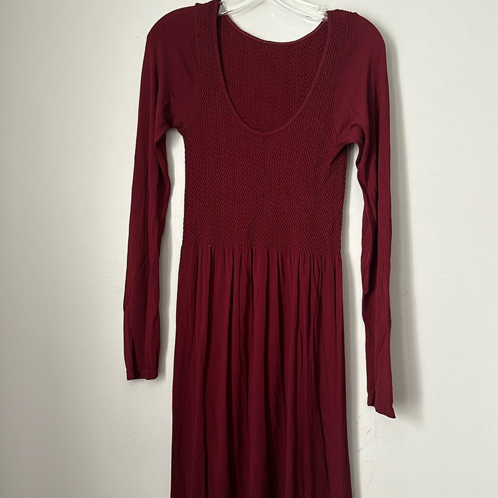 💚10 Elietian long sleeve maroon stretchy dress one size fits most